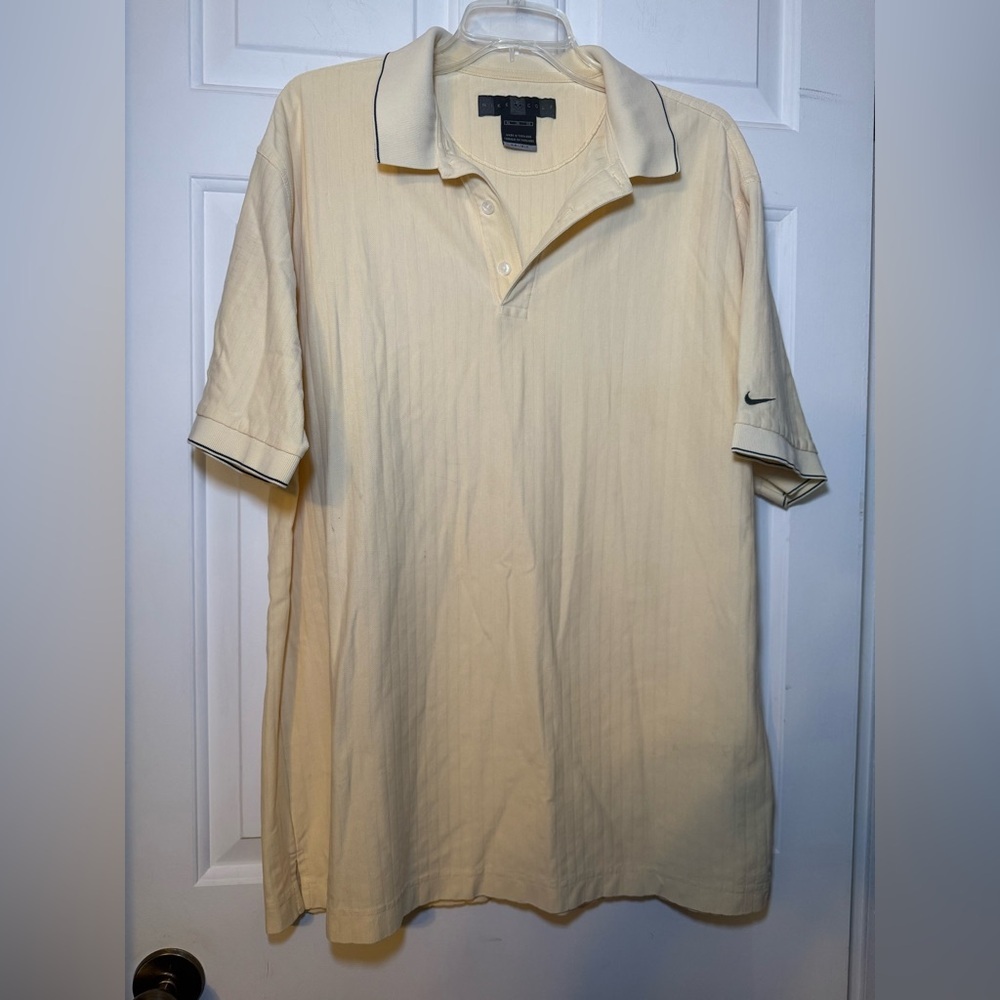 Nike Golf Men’s XL Butter Yellow Polo Shirt Dri-Fit Ribbed Short Sleeves